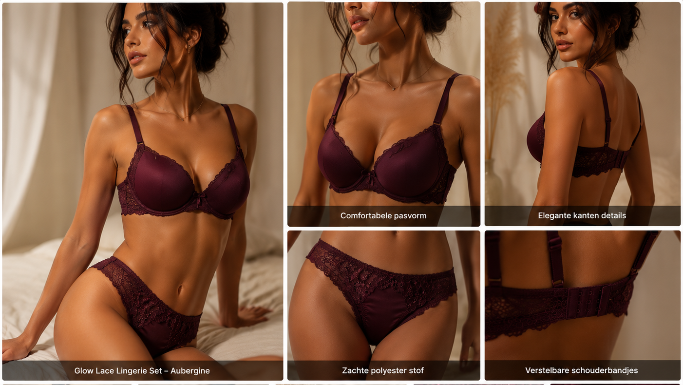 Glow Lace Lingerie Set – Aubergine