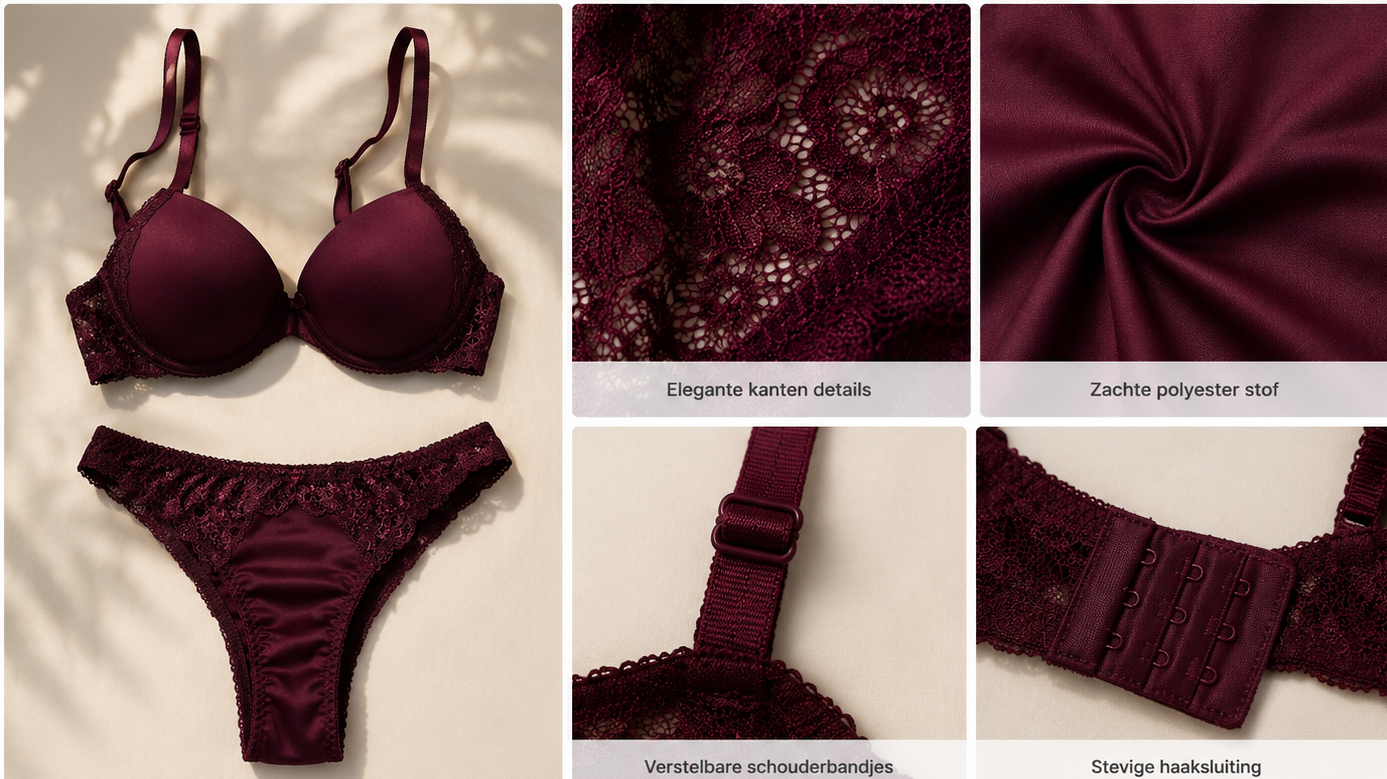 Glow Lace Lingerie Set – Aubergine